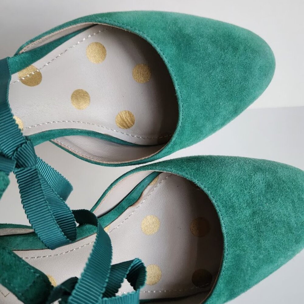 Boden Women's Jade Suede Leather Lavinia Ribbon Court Shoes Mid Heels Sz:37 - Picture 2 of 14